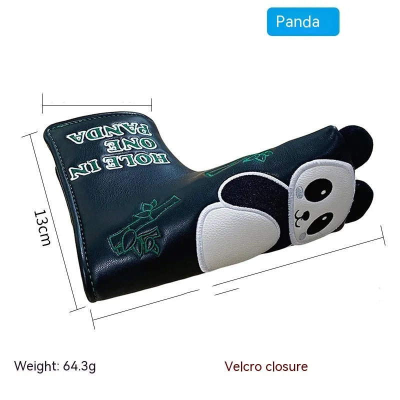 Golf straight bar putter sleeve in various designs including four-leaf clover and animal motifs