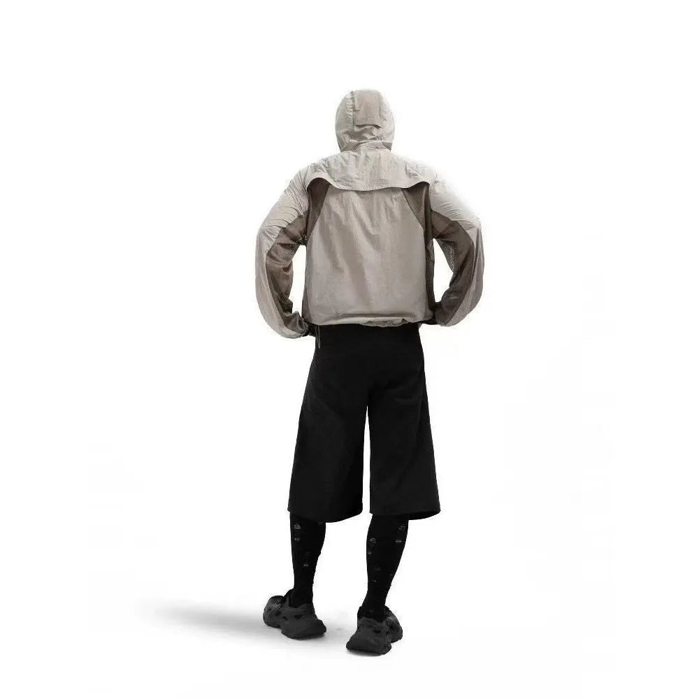 Nylon sun protective clothes with mesh stitching in desert brown colour