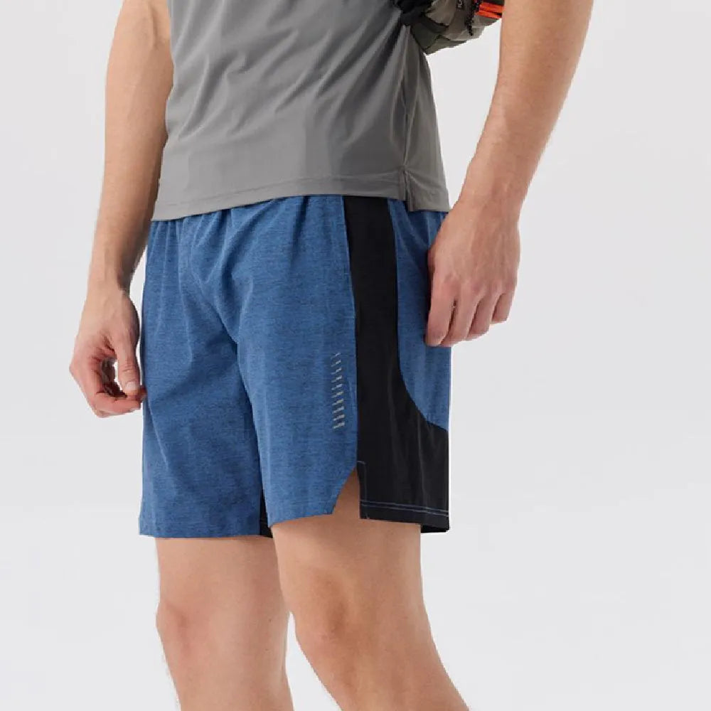 Men's forest green five-point spandex casual shorts with mid-waist fit