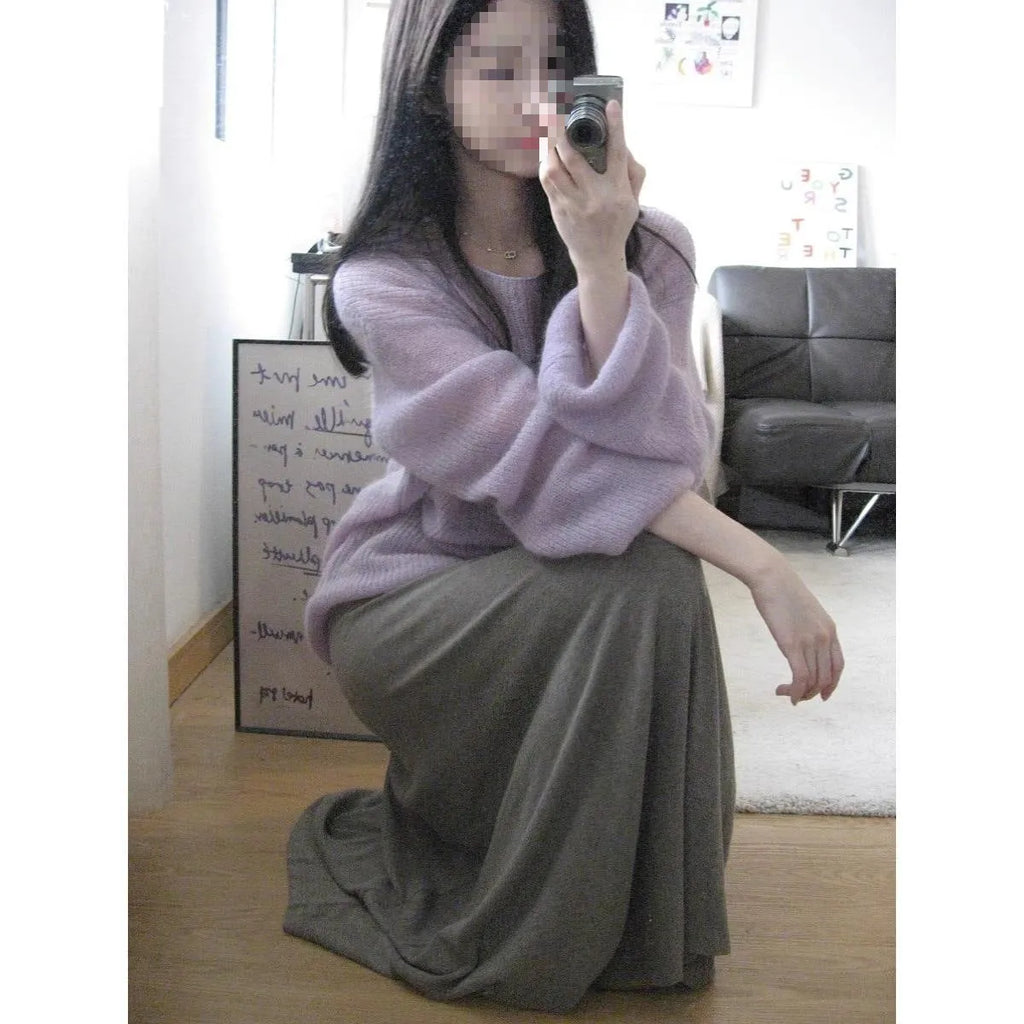 Purple ice silk women's blouse with hollow out detail and shoulder straps.