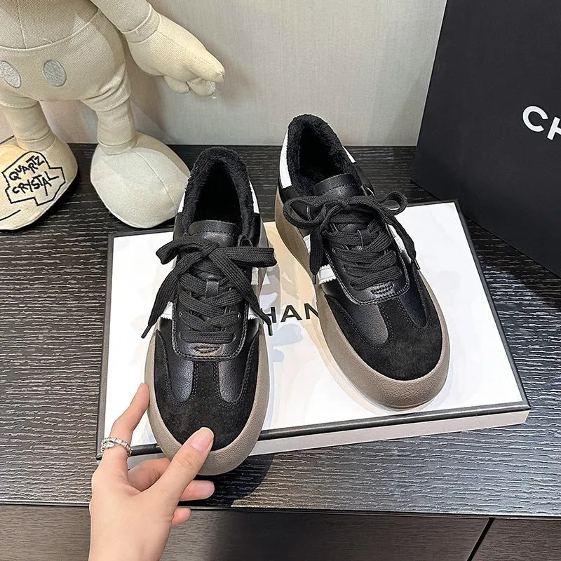 Women's beige distressed leather casual sneakers with round toe and lace-up design on rubber sole