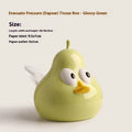 Ceramic pear-shaped tissue box holder in cute animal style with green glaze finish