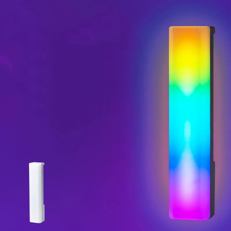 Black 3D RGB table top ambience lamp with voice-activated rhythm lighting for PC gaming decor