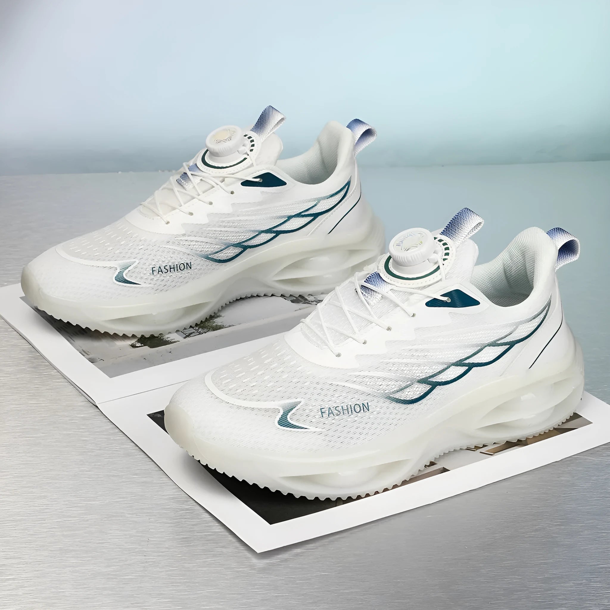 Casual running shoes with mesh lining and rubber sole in sky blue colour option