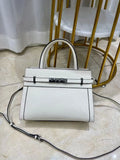 Small square genuine leather shoulder bag with zip compartments in almond green colour