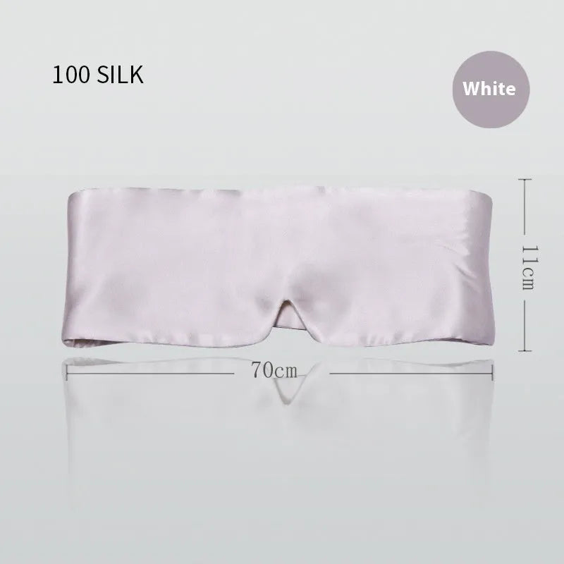 Mulberry silk sleep mask shown in one of seven colours: black, champagne gold, navy blue, silver grey, white, pink, or green.