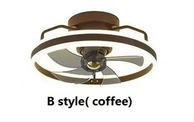 Modern simple style ceiling fan lamp with integrated light and five blades.