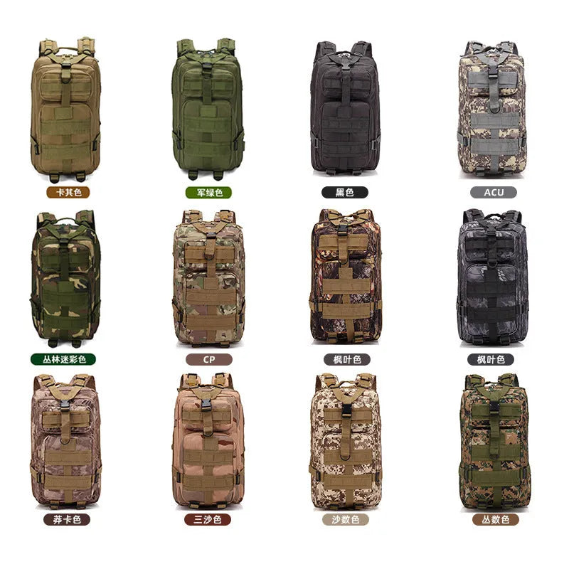 Large capacity off-road hiking backpack in tactical colour with air pillow shoulder straps