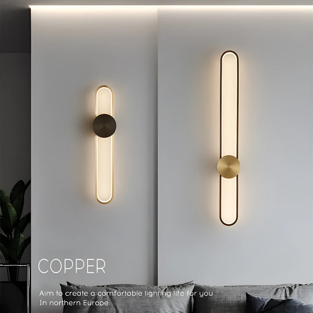 Modern minimalist wall lamp with metal shade in round black finish