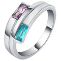 Silver copper ring with zircon detailing showing ins style design on hand