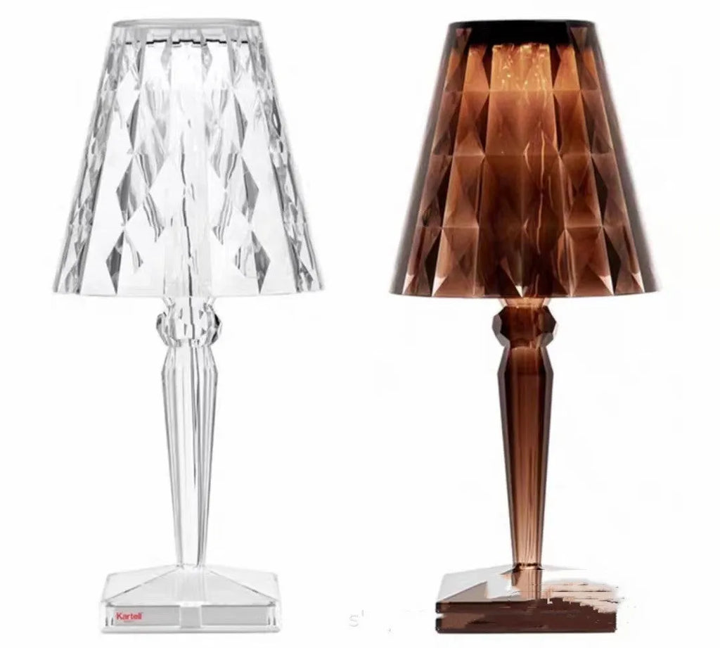 Portable touch projection night light with rose gold finish and acrylic lamp holder