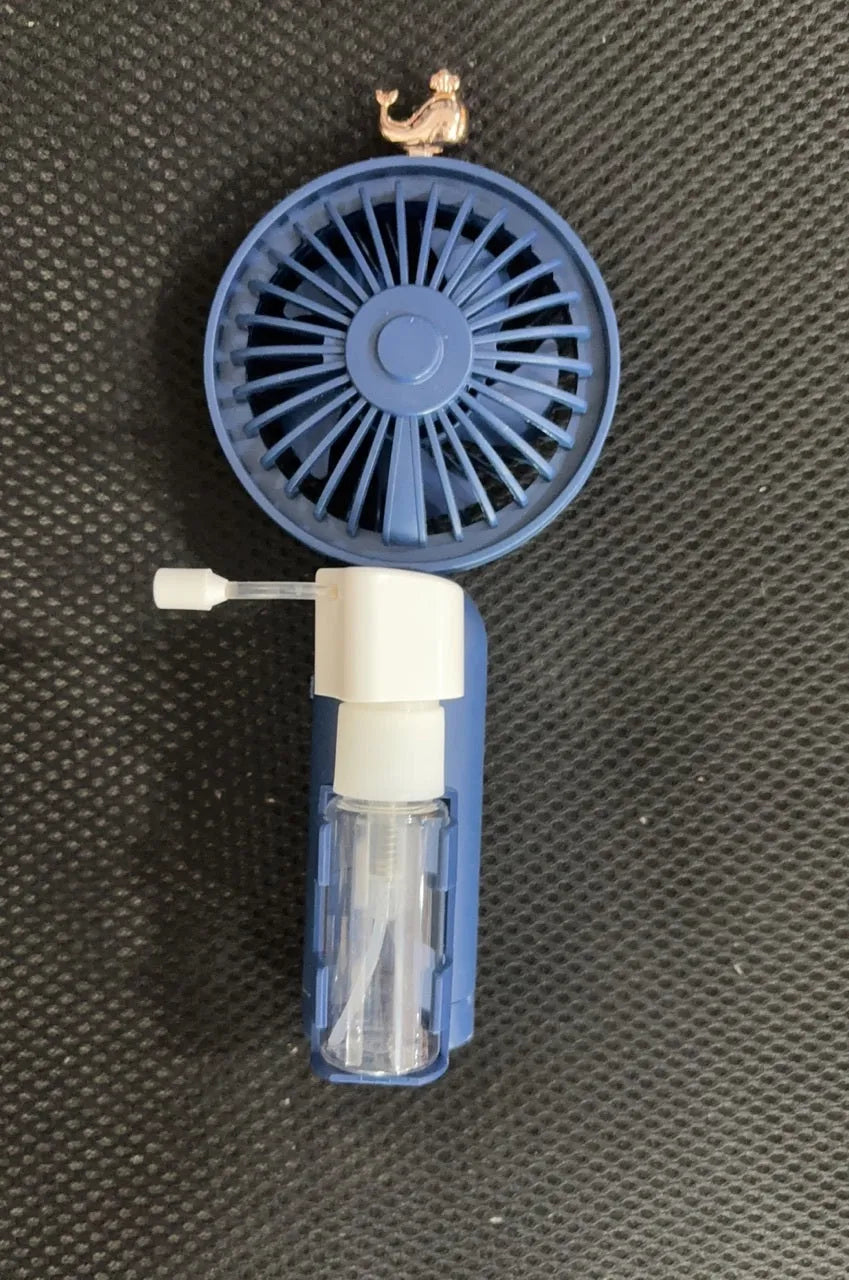 Portable plastic USB desk fan in a choice of apricot, blue, green, orange, or pink colours.