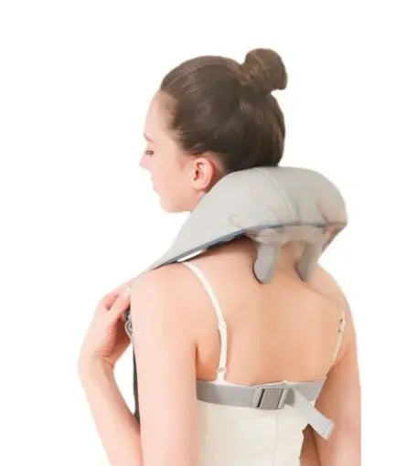 Creamy white rechargeable shoulder and neck massager with cervical kneading function