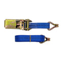 Ratchet tensioner double hook fastening strap with steel hardware and polyester webbing for cargo binding