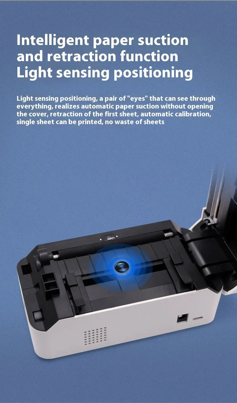 TDL401H compact Bluetooth thermal printer for express order printing, shown with UK plug.