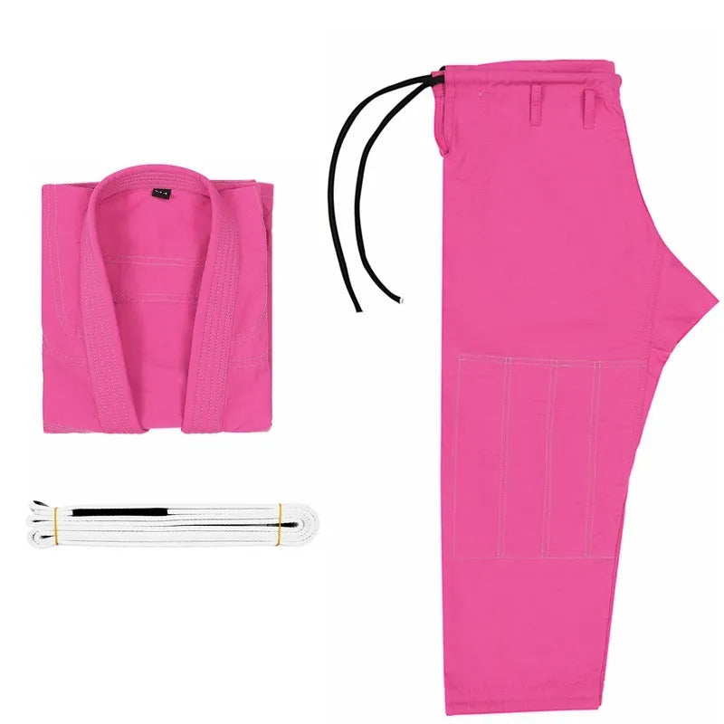 Brazilian Jiu Jitsu cotton blend training clothing set showing top and trousers in multiple colour options