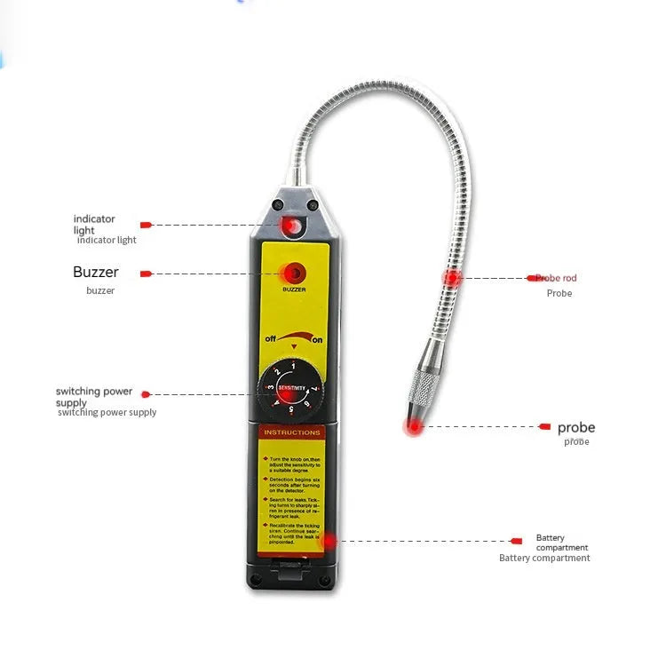 WJL-6000 handheld electronic halogen leak detector with extended probe for car air conditioning leak detection