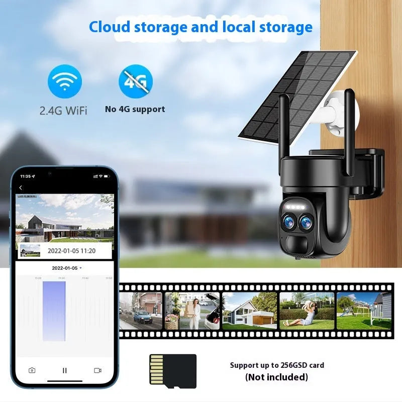 Solar-powered 8x zoom surveillance camera with colour night vision
