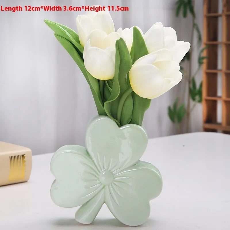 European style white porcelain ceramic desktop vase in four colour options