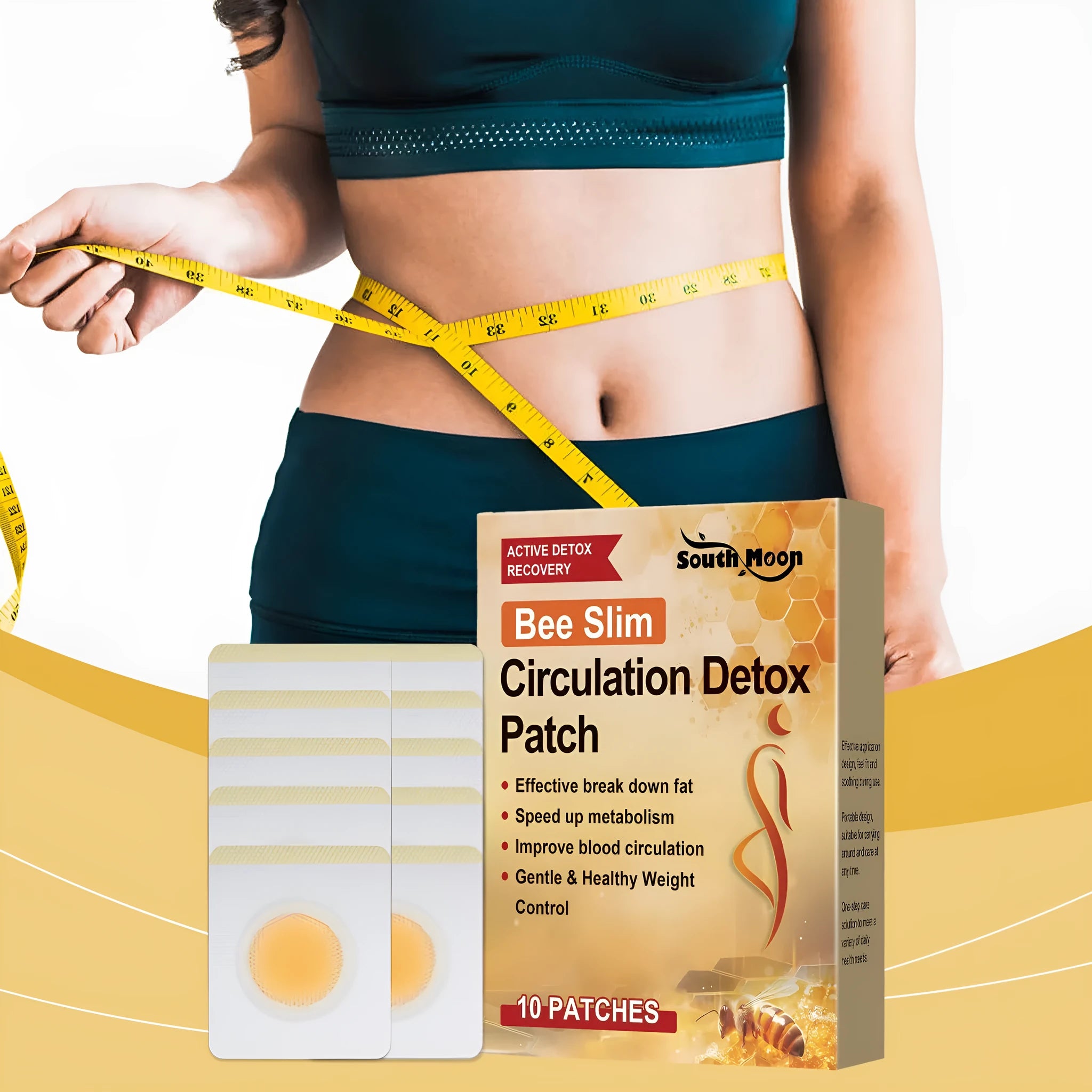 Herbal body shaping navel stickers pack of 10 patches with bee venom and argy wormwood for belly slimming