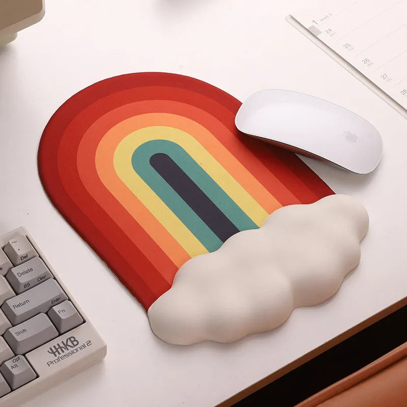 Silicone gel wrist rest mouse pad and keyboard support set with cloud pattern designs in four colour options