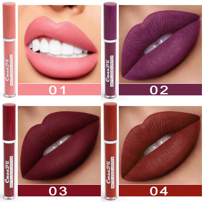 Women's non-stick cup waterproof matte lipstick 10-pack in photo colour with box dimensions 23.8x14.7x2.5 cm