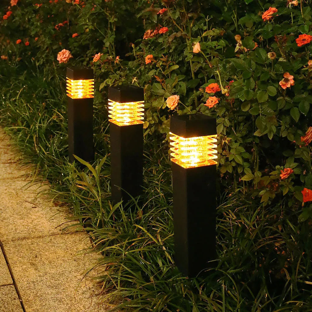 Solar lawn ground lamp with cuboid shape for garden lighting