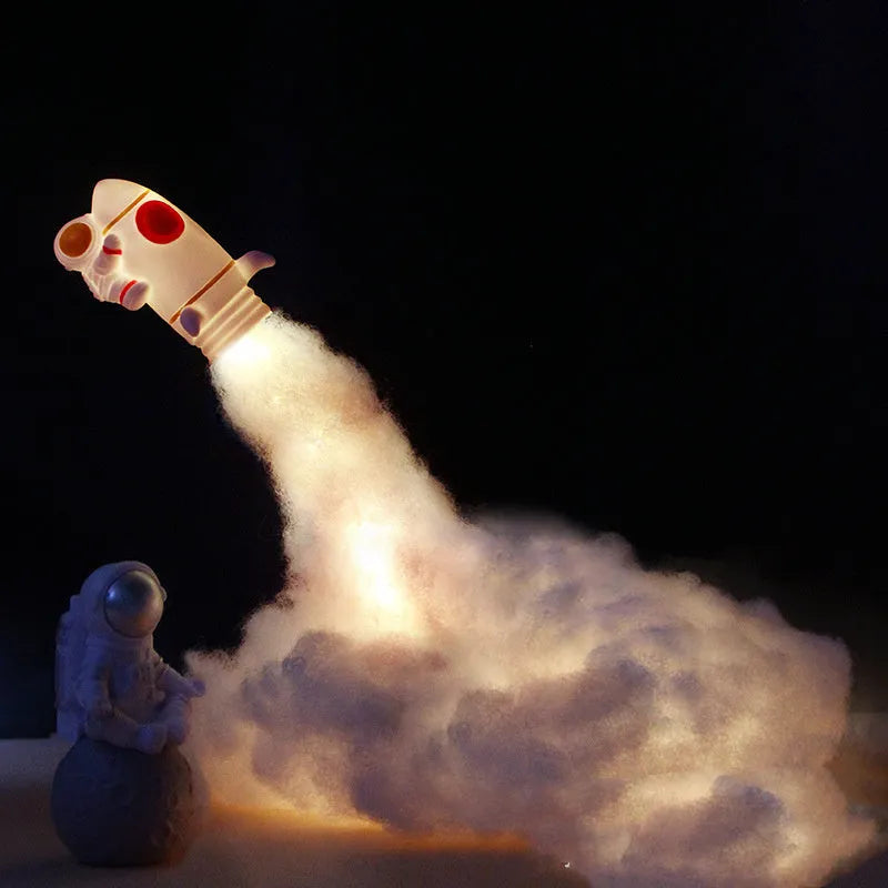 DIY astronaut rocket LED night light kit with string lights and modern minimalist design