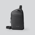 Men's black Oxford cloth crossbody bag with reinforced stitching and single-compartment design