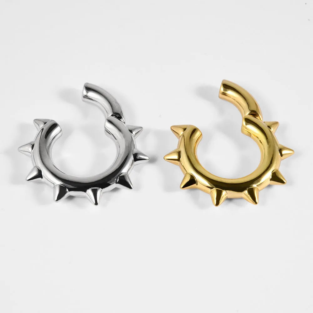 Geometric copper cone-shaped magnet clip-on ear extenders shown in various style and colour finishes.