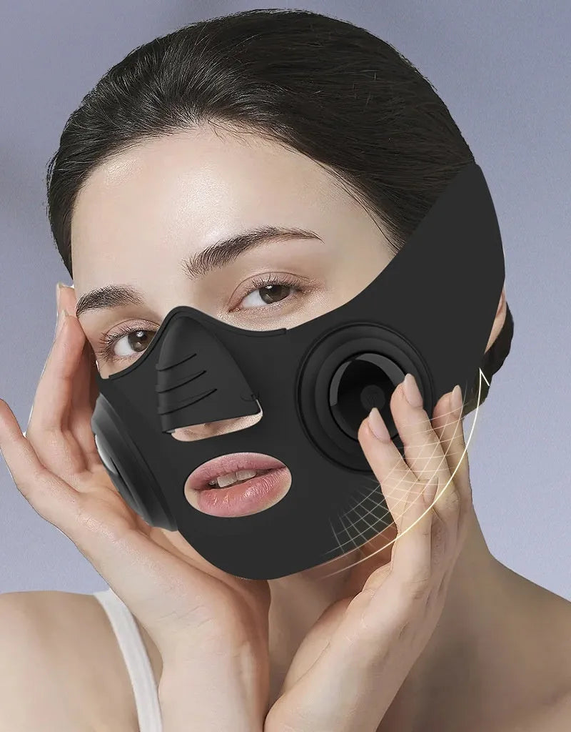 Black photon rejuvenation beauty mask device with four intensity gears and a USB port.