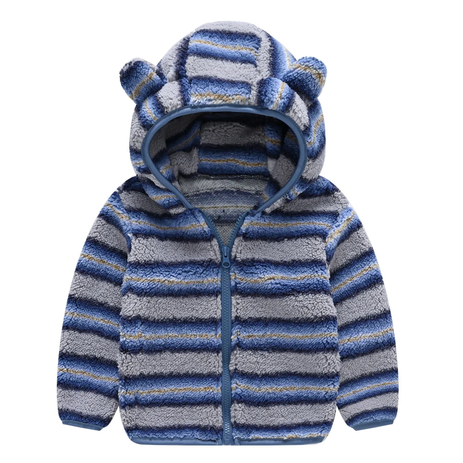 Infant toddler bear ears solid colour hoodie jacket with zipper front, cotton lining, and long sleeves, available in multiple colours