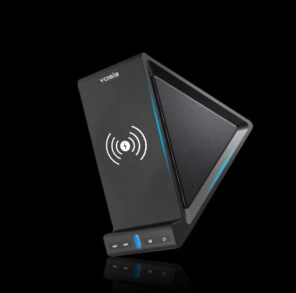 Black ABS multifunctional Bluetooth speaker with integrated mobile phone stand and 2000mAh power bank