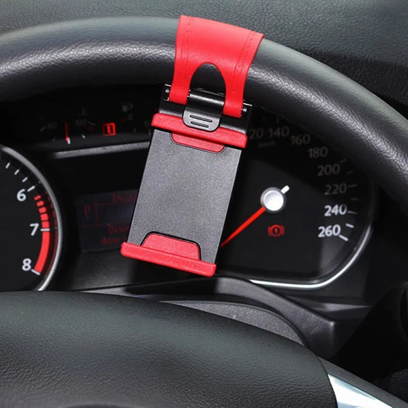 Universal steering wheel clip mount holder for mobile phones and GPS devices