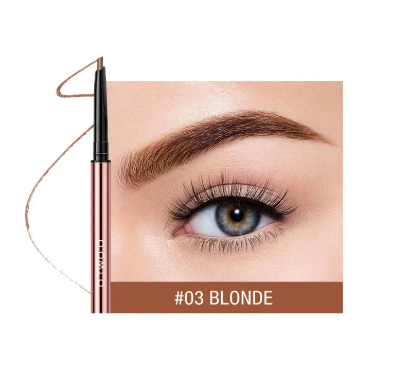 Brow make-up pencil in colour box with six shade options: Auburn, Blonde, Caramel, Dark Brown, Soft Brown, Taupe.