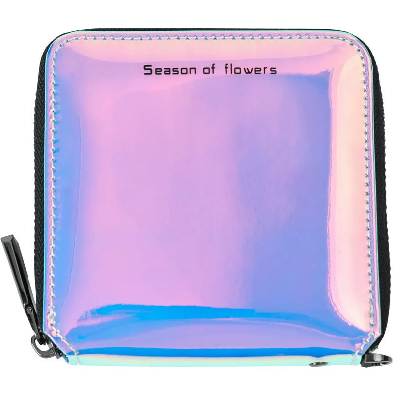 Women's short folding Korean style wallet in PU leather with compact 11cm dimensions