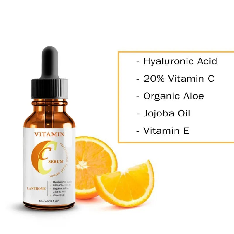 Vitamin C hyaluronic acid facial serum bottle for skin brightening and moisturising