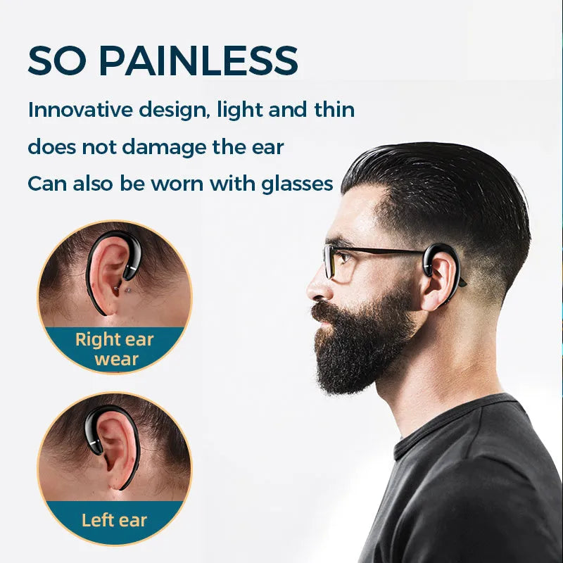 Bluetooth headset in black with charging case, 72-hour battery