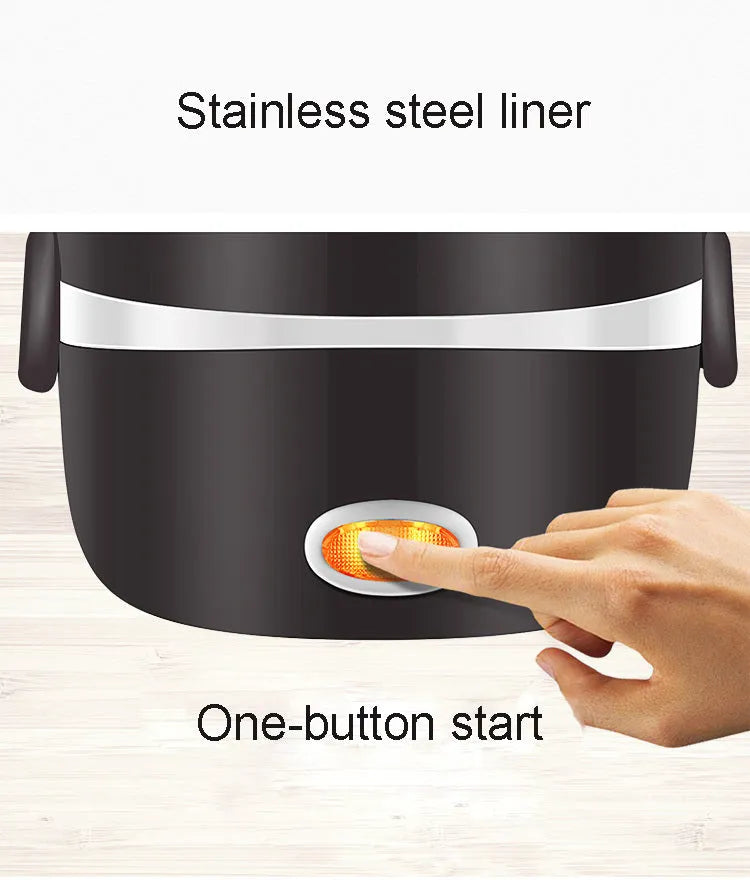 Multi-function lunch box with USB power port and layered compartments for food storage