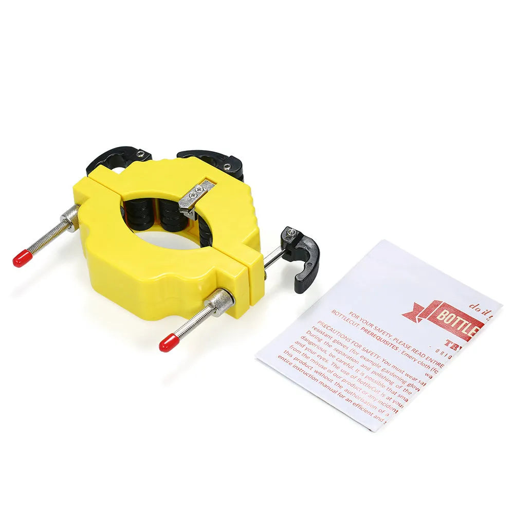 Yellow adjustable bottle cutter tool for cutting glass bottles in DIY projects
