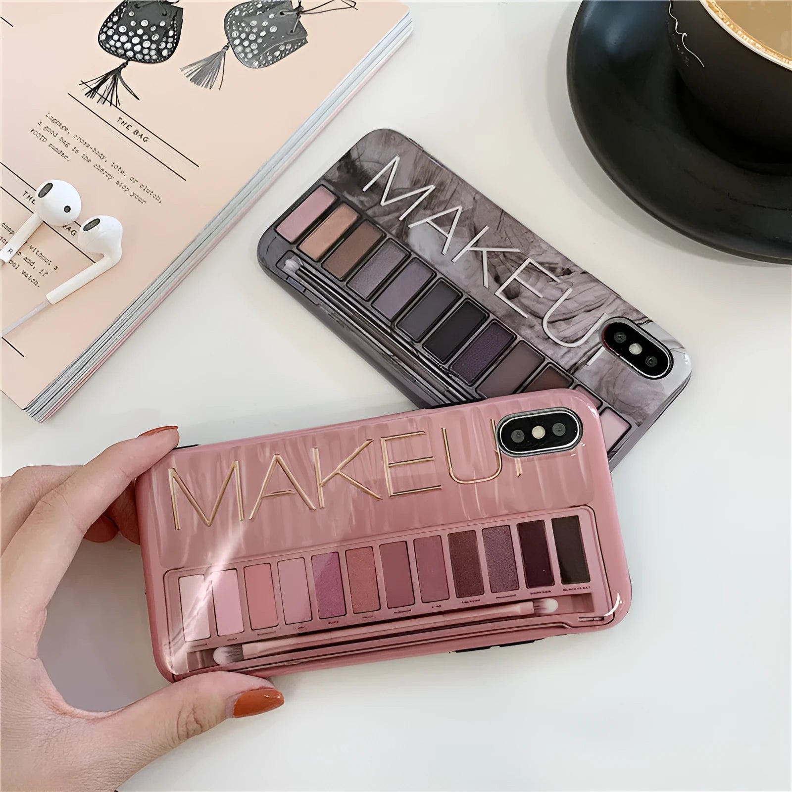 Silicone phone case for iPhone in flesh colour and grey colour options.