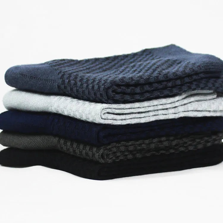 Men's bamboo fibre business socks in a small square pattern, shown in silver grey colour.