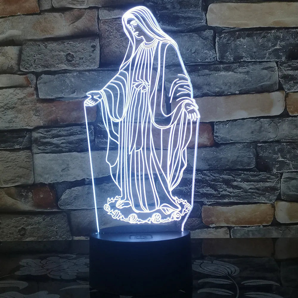 3D LED night light for kids showing laser-etched dual ring pattern with multi-colour glow on acrylic plate.