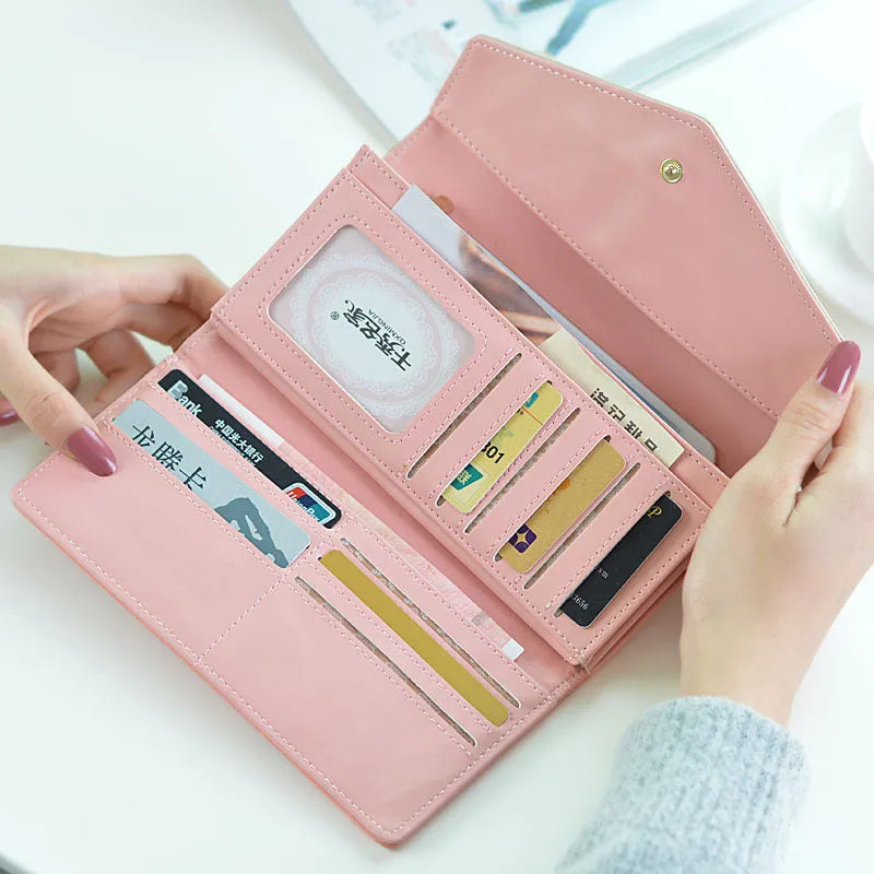 PU leather three-fold student wallet with a buckle closure shown in one of five colours