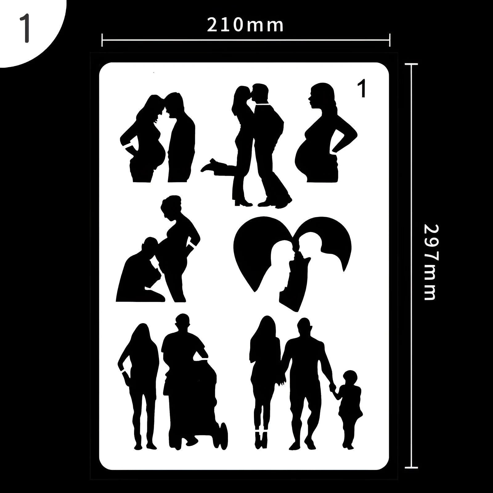 Set of white plastic drawing stencils with assorted cut-out patterns for crafts and decoration.