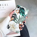 Soft TPU floral phone back cover with banana leaf art for iPhone, shown in flower leaves colour.