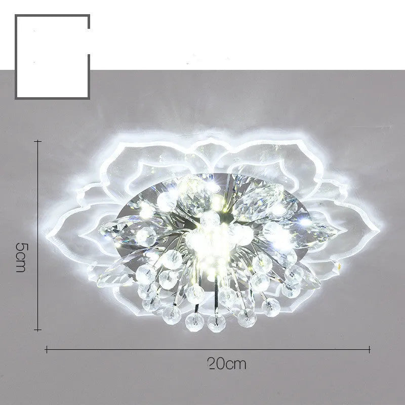 Modern crystal and acrylic ceiling lamp with flower-shaped shade in concealed and exposed installation styles