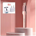 White automatic hair curler with 32mm ceramic barrel and international plug adapters