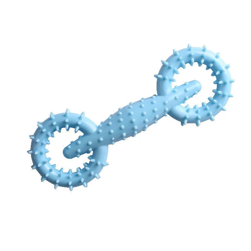 Blue TPR dog chew toy ring with board-like surface for safe canine chewing