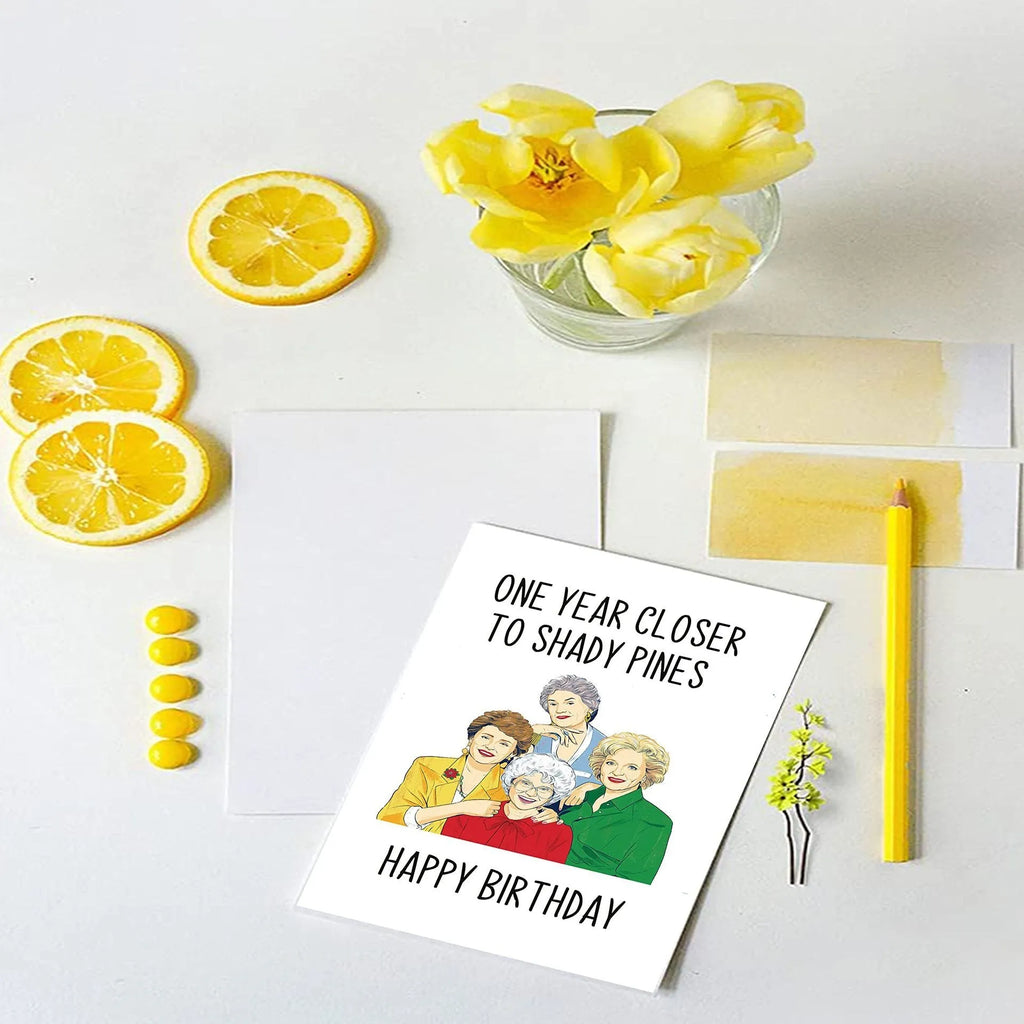 Simple modern birthday greeting card with a selection of colourful and kraft paper envelopes in two sizes.